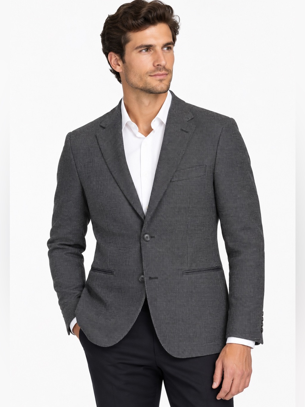 Hugo Boss Grey Nailhead Wool Blazer